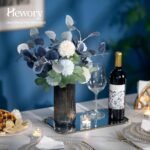 Gerippte Glasvase Grau 20 cm – Moderne Glas Blumenvase Für Tischdekoration