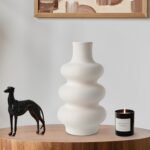 Beige Keramik Blumenvase 25 cm – Moderne Donut Vase Für Pampasgras