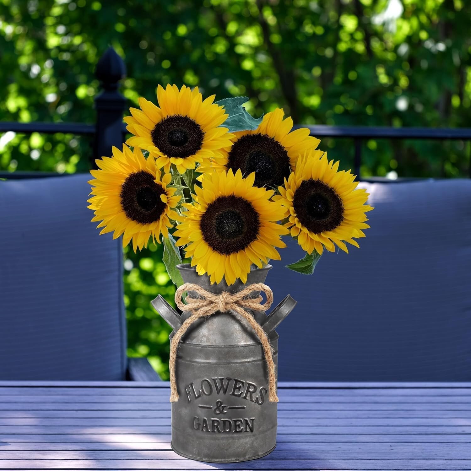 Rustikale Metall Blumenvase 19 cm – Vintage Milchkanne Shabby Chic