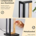 Nachttischlampe Holz Metall Touch Dimmbar – 3 Farbtemperaturen & Memory Funktion 35cm