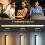 LED Tischlampe Schwarz Silber – Touch Dimmbar mit 3 Farbtemperaturen