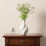 Beige Keramik Blumenvase Boho Stil 22 cm – Skandinavische Dekovase