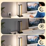 Nachttischlampe Holz Metall Touch Dimmbar – 3 Farbtemperaturen & Memory Funktion 35cm