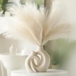 Keramikvasen Set 2er Beige Modern – Dekorative Hohlform für nordisches Wohndesign