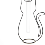 Katzen Silhouette Blumenvase Schwarz – Dekorative Metall Glas Vase