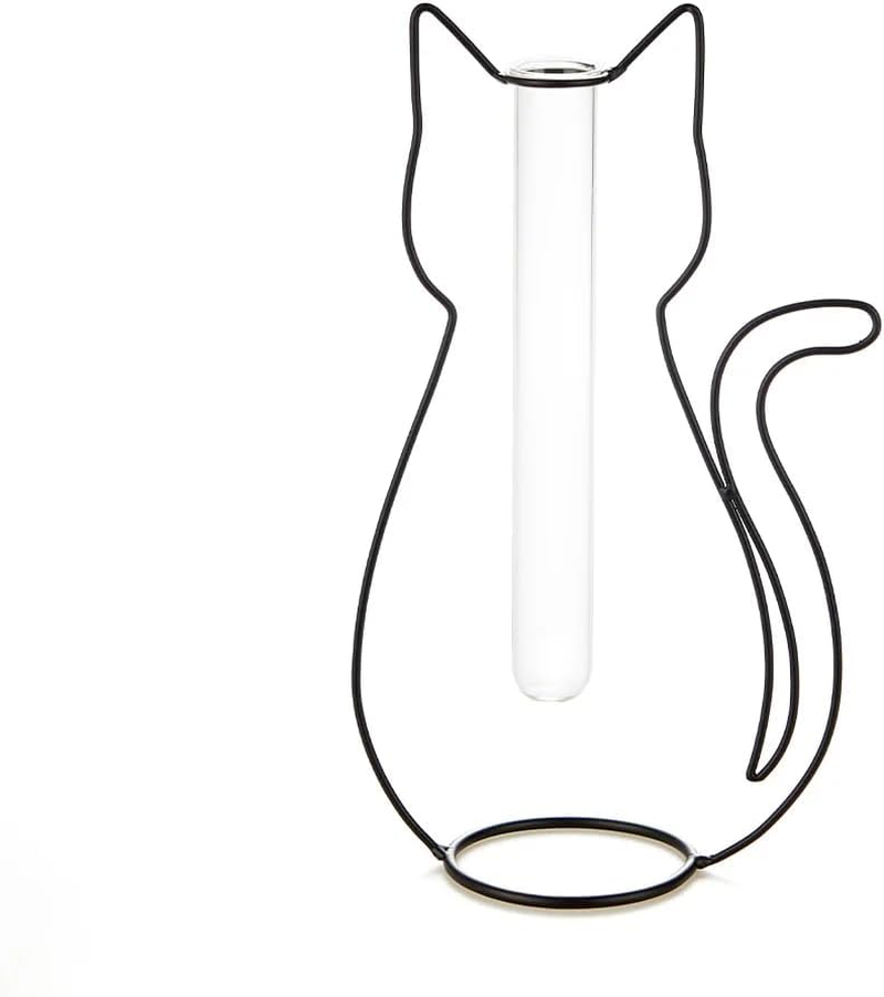 Katzen Silhouette Blumenvase Schwarz – Dekorative Metall Glas Vase