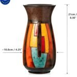 Handgedrehte Keramikvase 21 cm – Bunte dekorative Blumenvase aus handglasierter Keramik