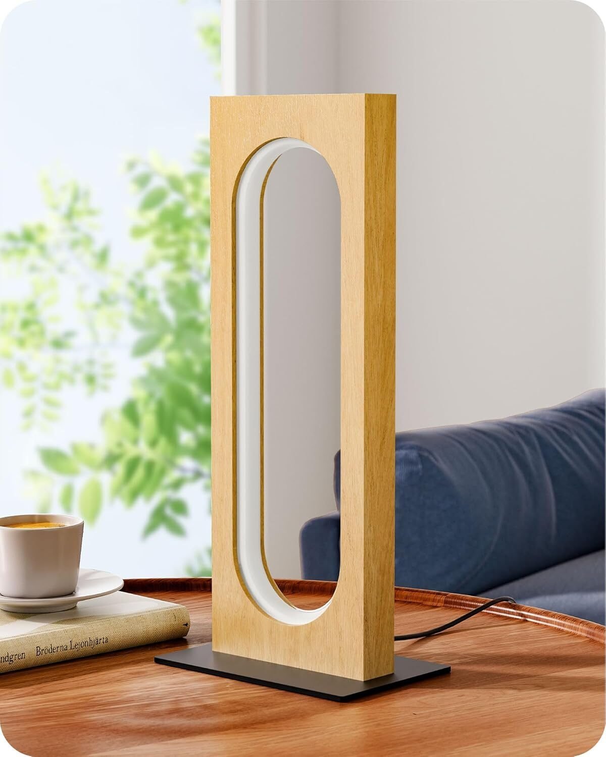 LED Nachttischlampe Holz