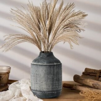 18cm Schwarze strukturierte Keramikvase