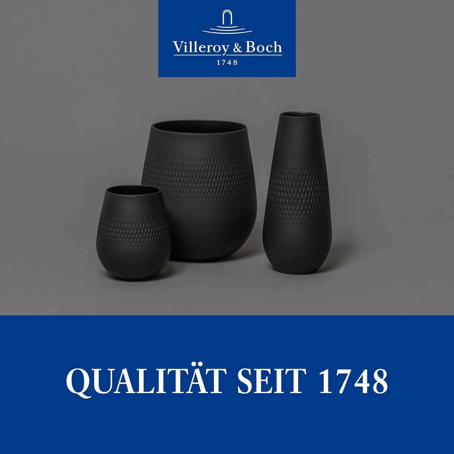 Schwarze Porzellan Vase 26 cm – Matte Strukturierte Blumenvase Für Dekoration