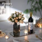 Gerippte Glasvase Grau 20 cm – Moderne Glas Blumenvase Für Tischdekoration