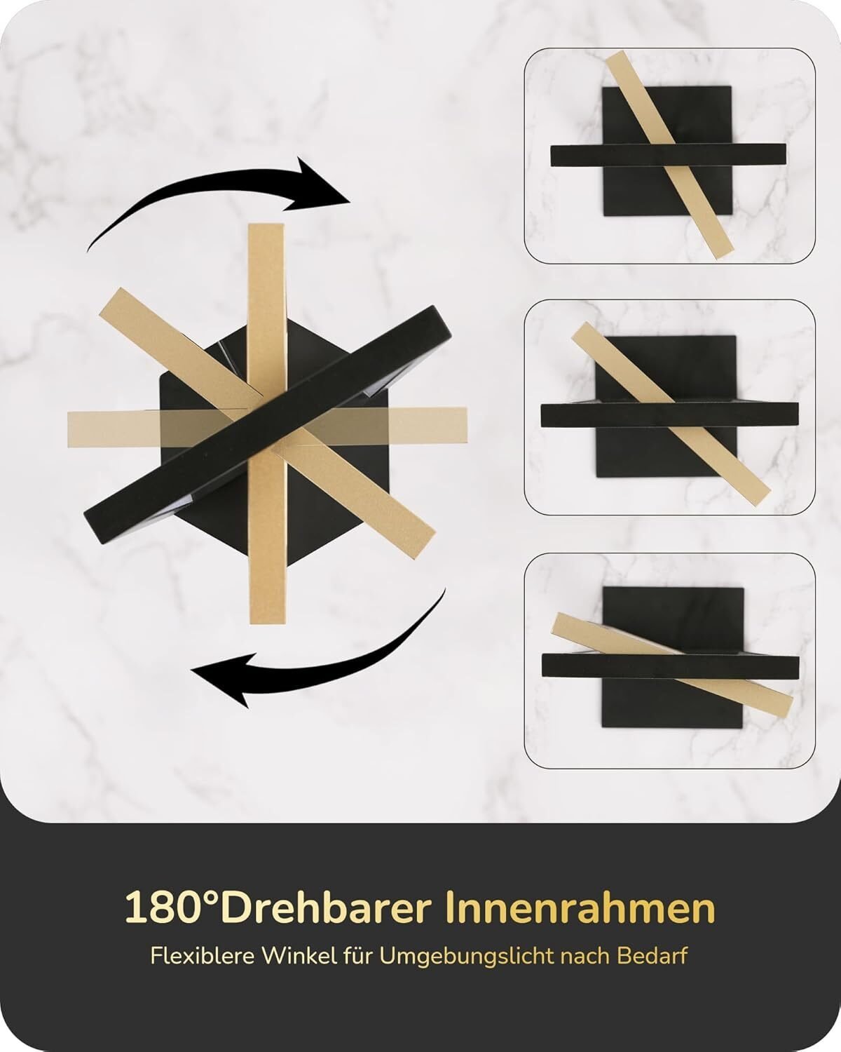 LED Tischlampe Schwarz Gold Metall – Touch Dimmbar mit 3 Farbtemperaturen