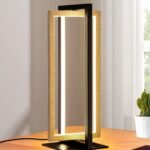 LED Tischlampe Holz Schwarz