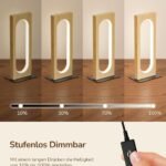 LED Nachttischlampe Holz – Touch Dimmbar mit 3 Farbtemperaturen