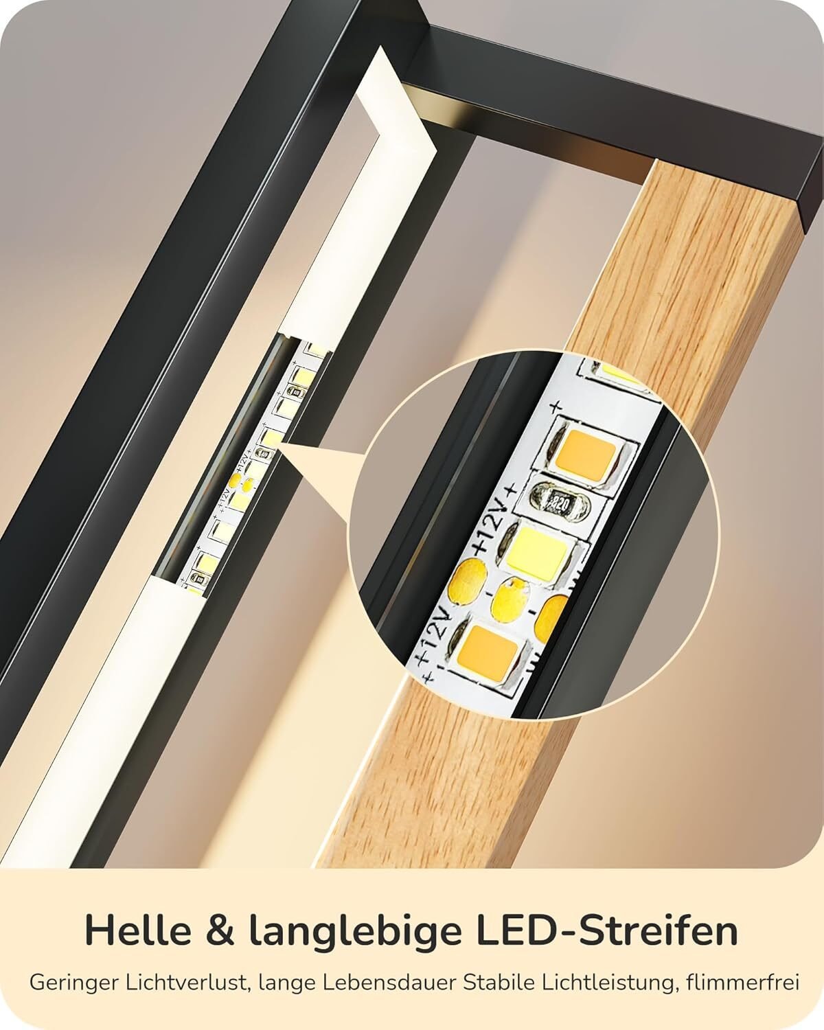 Nachttischlampe Holz Metall Touch Dimmbar – 3 Farbtemperaturen & Memory Funktion 35cm