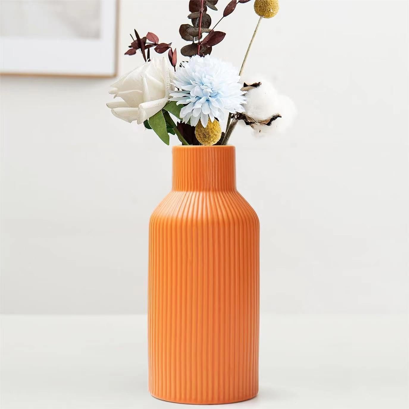 Keramik Vase 20 cm Matt Rund – Moderne Struktur Design Vase Für Pampasgras & Deko