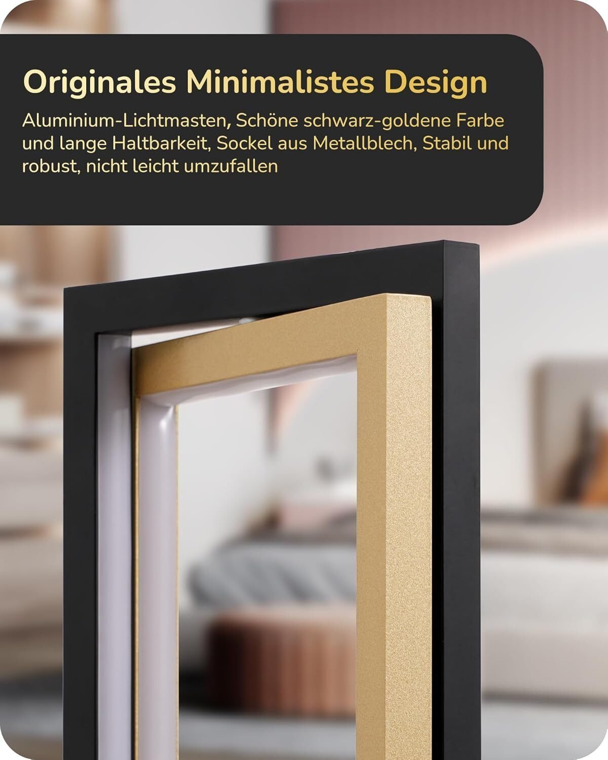 LED Tischlampe Schwarz Gold Metall – Touch Dimmbar mit 3 Farbtemperaturen