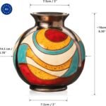 Handgedrehte Keramikvase 16 cm bunt – Handglasierte dekorative Blumenvase aus Keramik