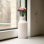 Keramik Vase 20 cm Matt Rund – Moderne Struktur Design Vase Für Pampasgras & Deko