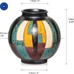 Handgedrehte Keramikvase 16 cm – Bunte handglasierte Blumenvase aus Keramik