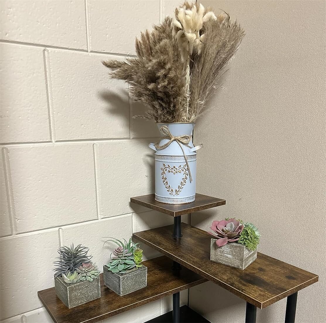 Vintage Metall Blumenvase Herz 19.5 cm – Shabby Chic Milchkanne