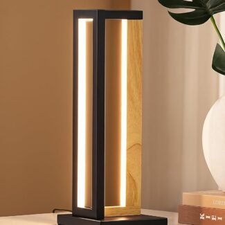 Nachttischlampe Holz Metall Touch Dimmbar