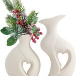 Weiße Keramik Vase Set 2er – Moderne Dekovasen Für Blumen & Tischdekoration