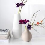 Weiße Porzellan Vase 20 cm – Strukturierte Moderne Blumenvase Für Dekoration