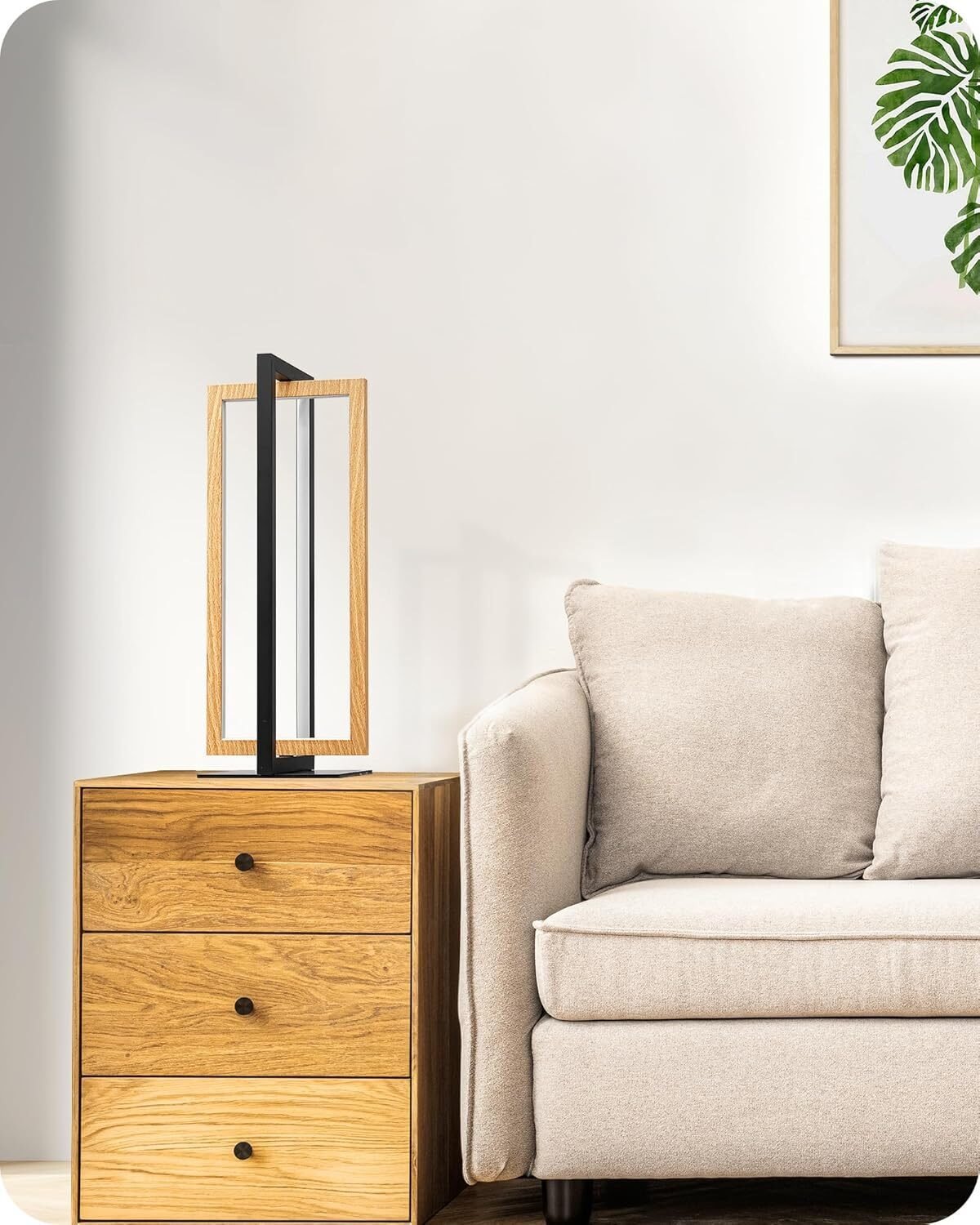 LED Tischlampe Holz Schwarz – Drehbares Design mit 3 Farbtemperaturen