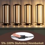LED Tischlampe Schwarz Walnuss – Touch Dimmbar mit 3 Farbtemperaturen