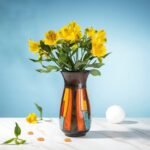 Handgedrehte Keramikvase 21 cm – Bunte dekorative Blumenvase aus handglasierter Keramik