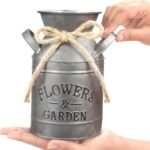 Rustikale Metall Blumenvase 19 cm – Vintage Milchkanne Shabby Chic