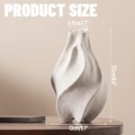 Beige Keramik Blumenvase Boho Stil 22 cm – Skandinavische Dekovase