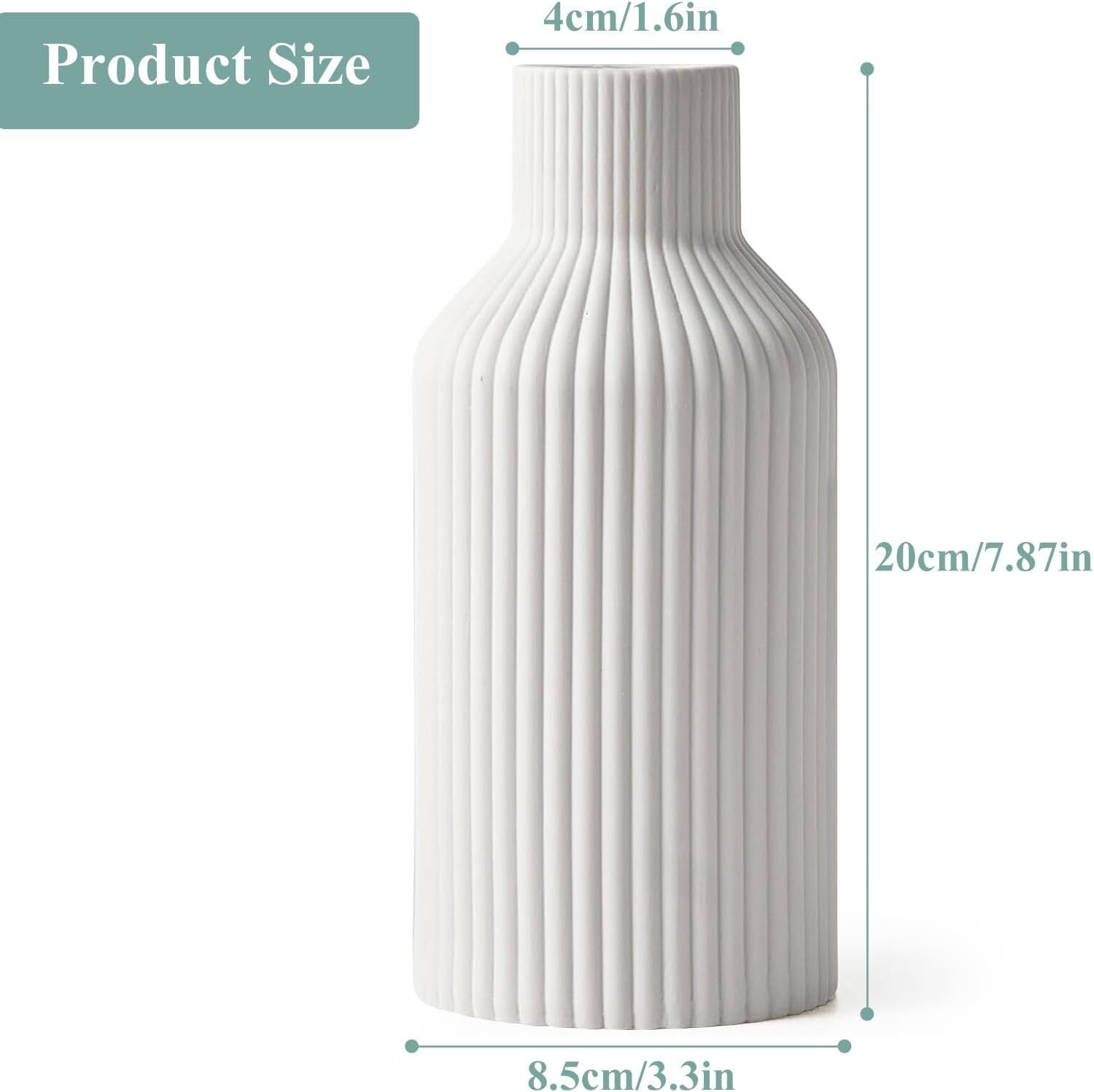 Keramik Vase Weiß 20cm – Minimalistische Blumenvasen Deko