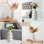Beige Keramik Blumenvase 25 cm – Moderne Donut Vase Für Pampasgras