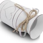 Vintage Metall Blumeneimer 19 cm – Bauernhaus Deko Vase Mit Herzgriff