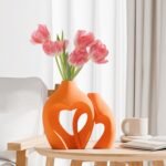 Herzförmige Keramikvasen 2er Set – Dekorative Design Vasen Für Blumen & Pampasgras