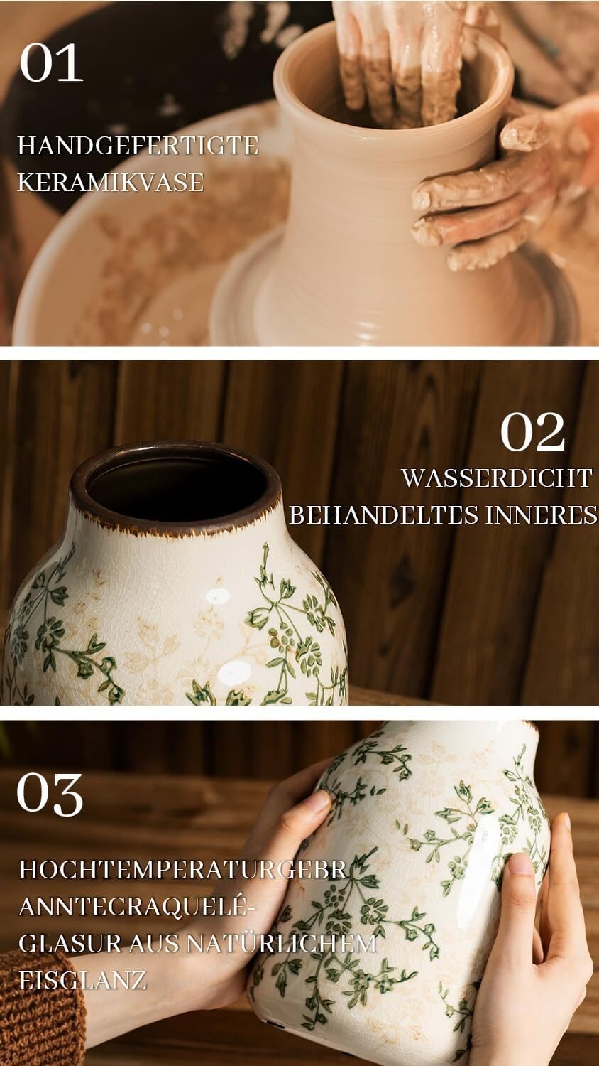 Handgemachte Keramikvase 19 cm – Große Moderne Blumenvase Für Wohnraum Dekoration