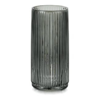 Gerippte Glasvase Grau
