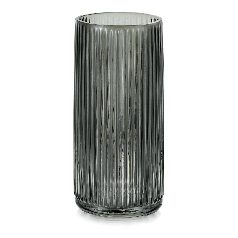 Gerippte Glasvase Grau