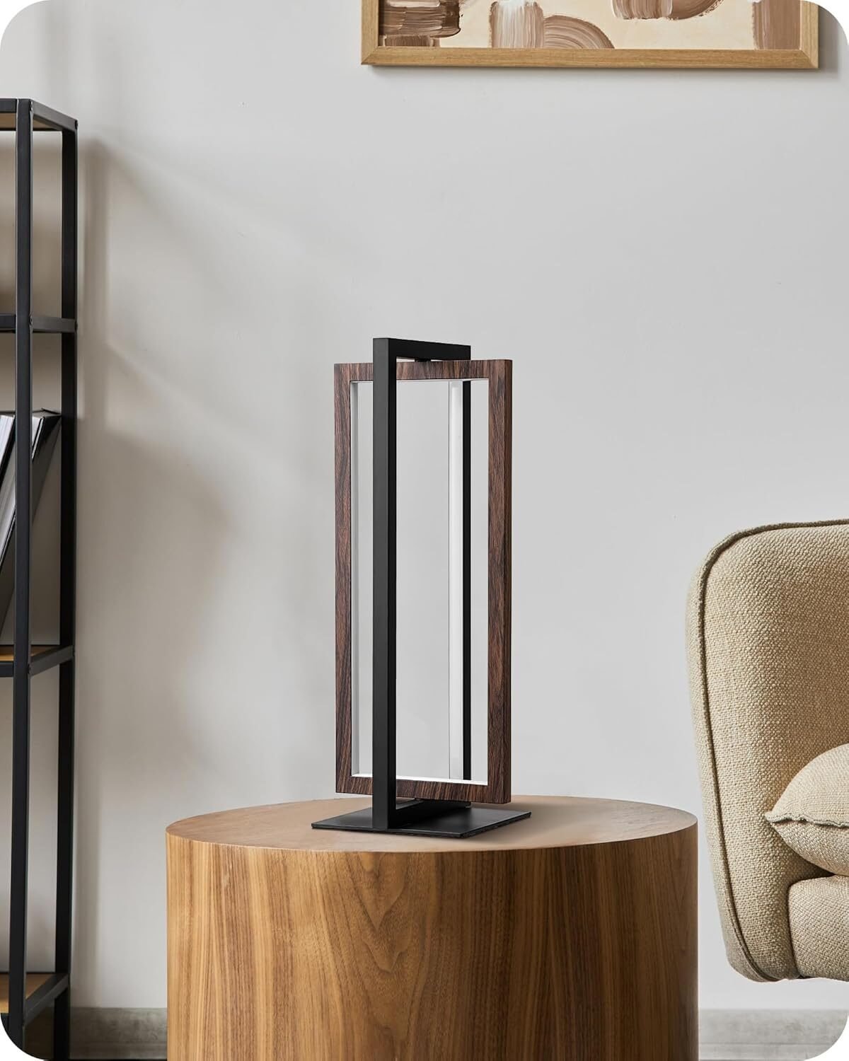 LED Tischlampe Schwarz Walnuss – Touch Dimmbar mit 3 Farbtemperaturen