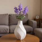 Beige Keramik Blumenvase Boho Stil 22 cm – Skandinavische Dekovase