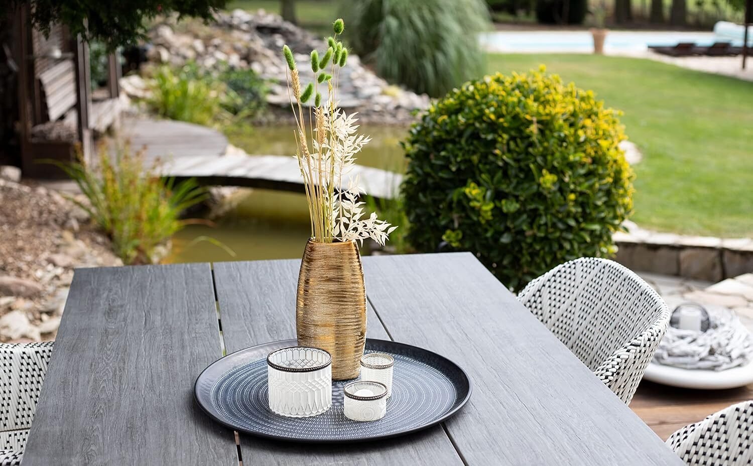 Goldene Keramik Vase 25cm – Elegante Dekovase Für Blumen & Zuhause