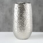 Silber Keramik Vase 31 cm – Elegante Dekovase Mit Metallic-Optik