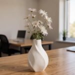 Beige Keramik Blumenvase Boho Stil 22 cm – Skandinavische Dekovase
