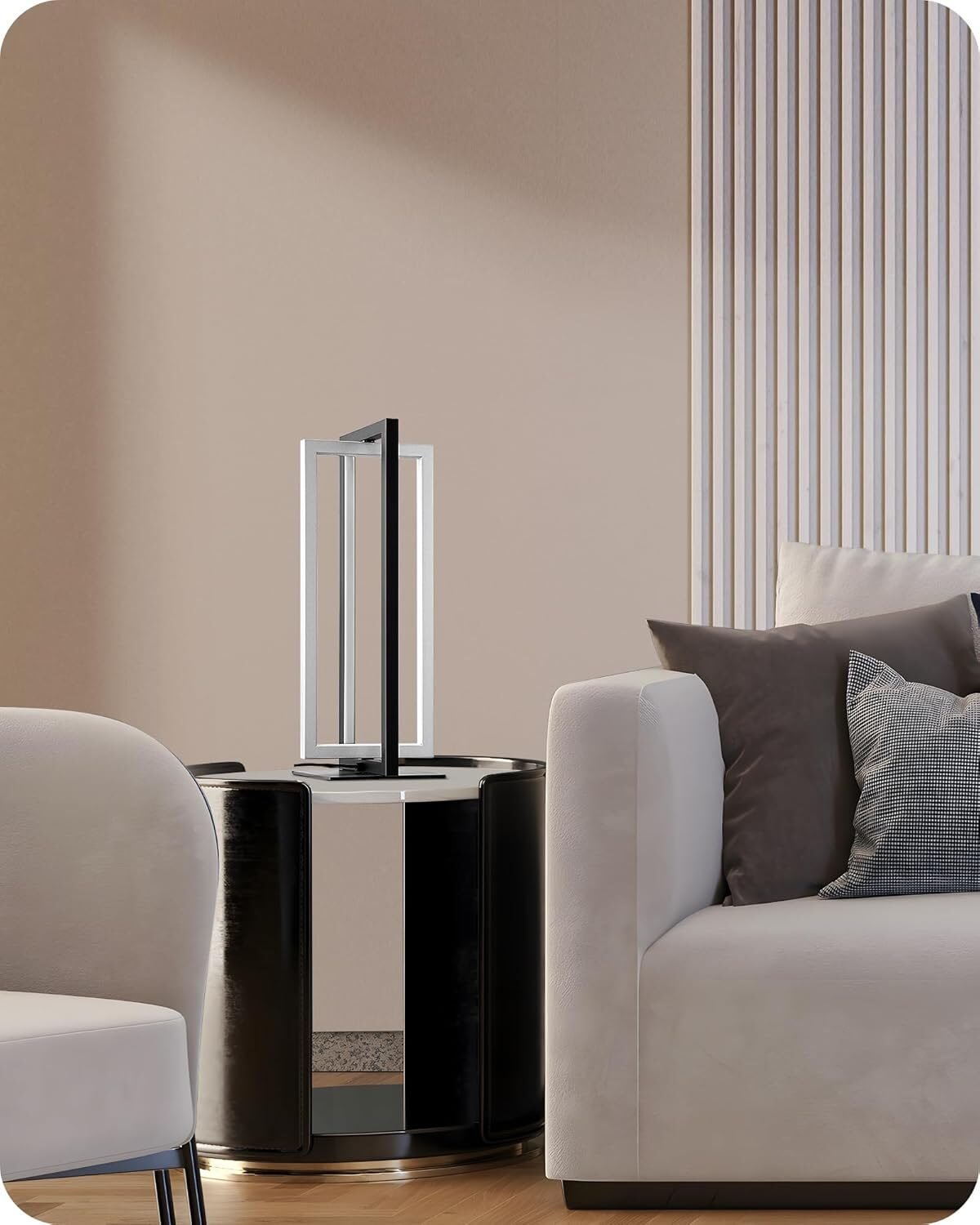 LED Tischlampe Schwarz Silber – Touch Dimmbar mit 3 Farbtemperaturen