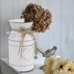 Vintage Metall Blumeneimer 19 cm – Bauernhaus Deko Vase Mit Herzgriff