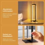 LED Tischlampe Holz Schwarz – Drehbares Design mit 3 Farbtemperaturen