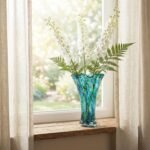 Mundgeblasene Glasvase Blaugrün 22,9 cm – Dekorative Blumenvase mit breiter Öffnung