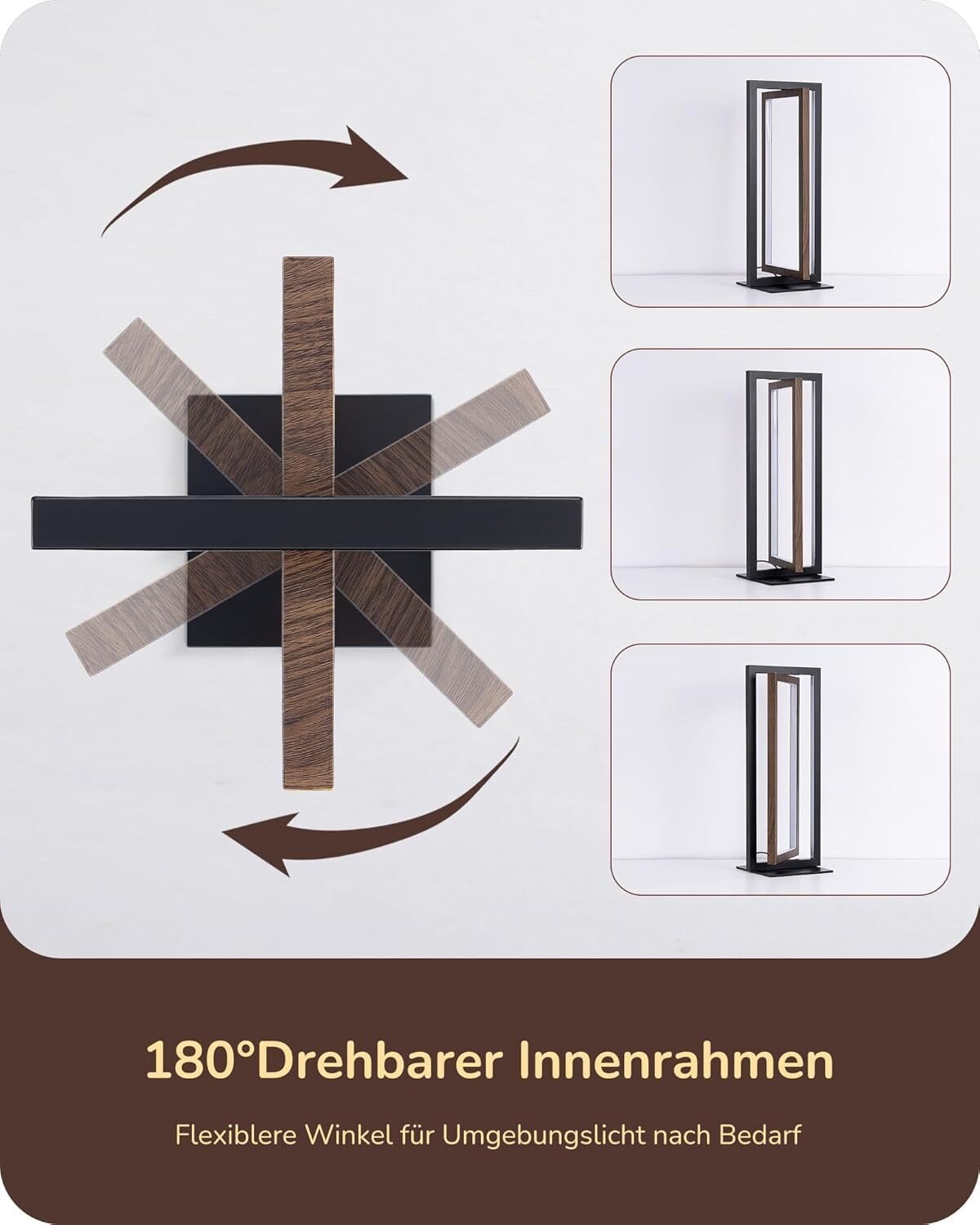 LED Tischlampe Schwarz Walnuss – Touch Dimmbar mit 3 Farbtemperaturen